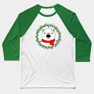 Merry Beary Polar Bear Christmas Wreath Baseball T-Shirt